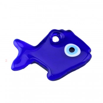 Cam Nazar Boncuğu Delikli Balık Modeli Büyük Boy