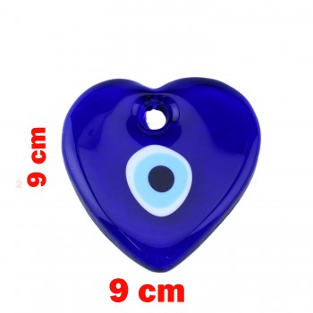 Cam Nazar Boncuğu Delikli Kalp Modeli Büyük Boy Cam Nazar Boncuğu Delikli Kalp Modeli Büyük Boy