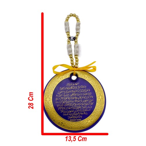 Cam Nazar Boncuğu Gold Varak İşlemeli Bereket Duası 13 CM Cam Nazar Boncuğu Gold Varak İşlemeli Bereket Duası 13 CM
