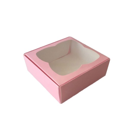 Çerçeveli Karton Kutu 8X8X3 CM - 50 Adet  Pembe