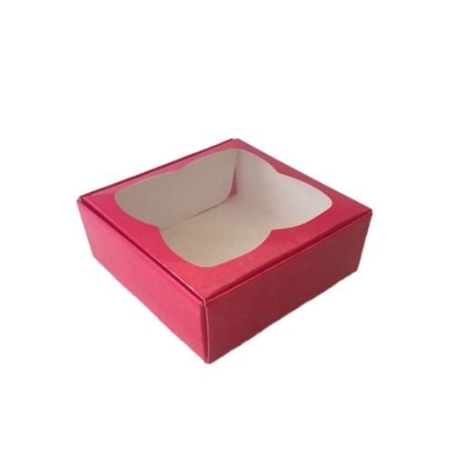Çerçeveli Karton Kutu 9X9X3 CM - 50 Adet  Fuşya