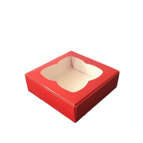 Çerçeveli Karton Kutu 9X9X3 CM - 50 Adet  Kırmızı