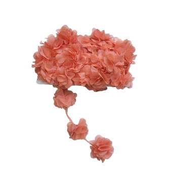 Lazer Kesim Tülden Çiçek - Şifon Çiçek - 10 Metre Somon Lazer Kesim Tülden Çiçek - Şifon Çiçek - 10 Metre Somon