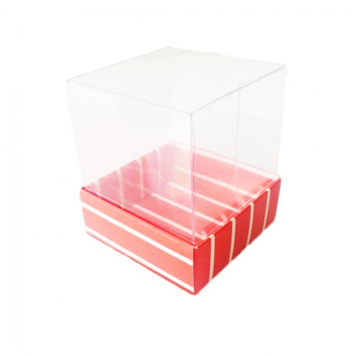 Asetat Kutu Altı Karton Çizgili Model 5x5x5 CM - 25 Adet  Kırmızı