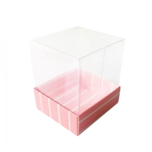 Asetat Kutu Altı Karton Çizgili Model 5x5x5 CM - 25 Adet  Pembe