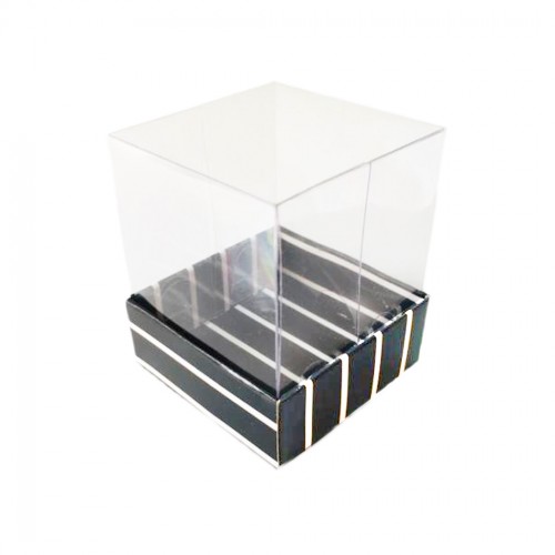 Asetat Kutu Altı Karton Çizgili Model 5x5x5 CM - 25 Adet  Siyah