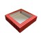 Pencereli Karton Kutu Çizgili  Model 25X25X5 CM - 10 Adet  Kırmızı