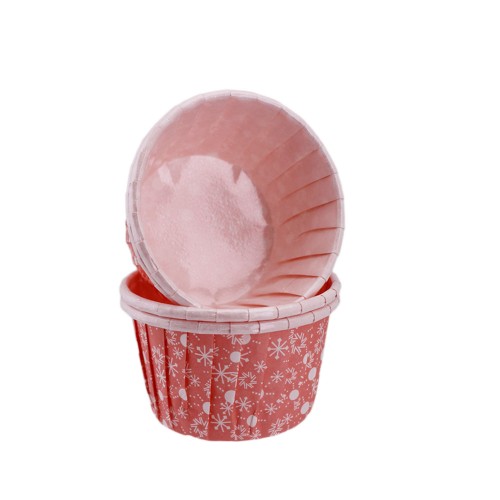 Cupcake Kalıbı Orta Boy 50*39 Mm KAR DESENLİ - 50 Adet  Kar Desenli Pembe