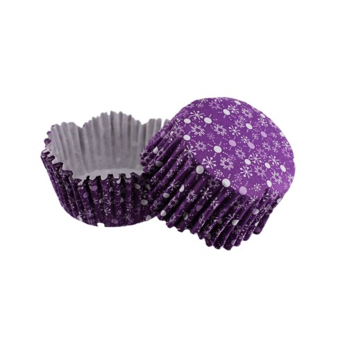 Cupcake Kalıbı Pet Kapsül Kar Desenli Mor Dalgalı Kek Kalıbı 65X38 MM - 100 Adet