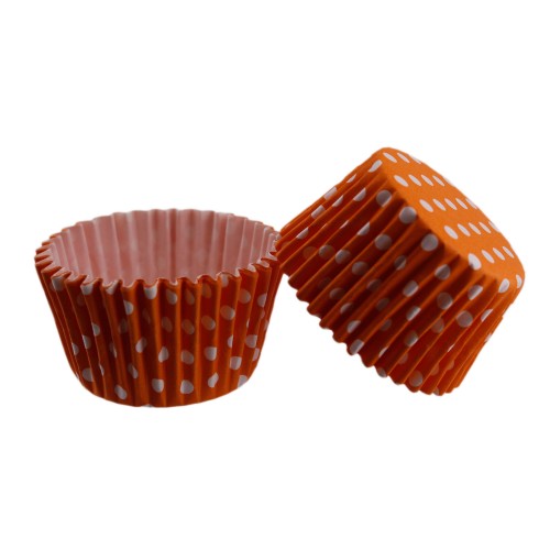 Cupcake Kalıbı Pet Kapsül Kek Kalıbı 48X34 MM - 100 Adet  Puantiyeli Turuncu