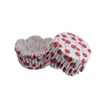 Cupcake Kalıbı Pet Kapsül Dalgalı Kek Kalıbı 65X38 MM - 100 Adet Beyaza Sık Çilek Desenli Cupcake Kalıbı Pet Kapsül Dalgalı Kek Kalıbı 65X38 MM - 100 Adet Beyaza Sık Çilek Desenli