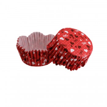 Cupcake Kalıbı Pet Kapsül Dalgalı Kırmızı Üzeri Fiyonk Ve Kalp Desenli Kek Kalıbı 65X38 MM - 100 Adet Cupcake Kalıbı Pet Kapsül Dalgalı Kırmızı Üzeri Fiyonk Ve Kalp Desenli Kek Kalıbı 65X38 MM - 100 Adet
