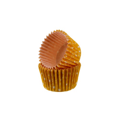 Cupcake Kalıbı Pet Kapsül  Kek Kalıbı48X34 MM - 100 Adet  Kar Desenli Turuncu
