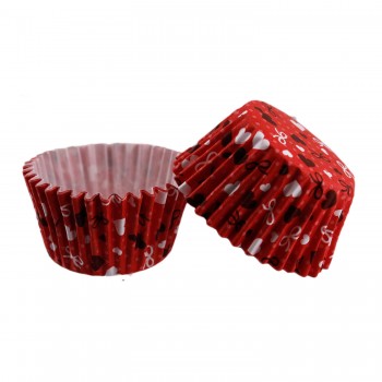 Cupcake Kalıbı Pet Kapsül Kek Kalıbı 48X34 MM - 100 Adet Kırmızı Üzeri Fiyonk Ve Kalp Desenli Cupcake Kalıbı Pet Kapsül Kek Kalıbı 48X34 MM - 100 Adet Kırmızı Üzeri Fiyonk Ve Kalp Desenli