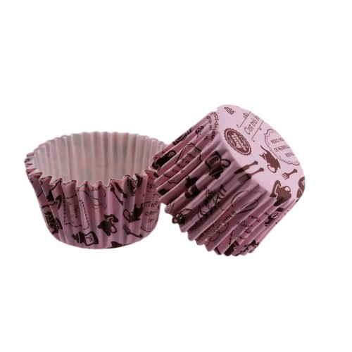 Cupcake Kalıbı Pet Kapsül  Kek Kalıbı 48X34 MM - 100 Adet  Mutfak Desenli