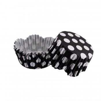 Cupcake Kalıbı Pet Kapsül Dalgalı Kek Kalıbı 65X38 MM - 100 Adet Puantiyeli Siyah Cupcake Kalıbı Pet Kapsül Dalgalı Kek Kalıbı 65X38 MM - 100 Adet Puantiyeli Siyah
