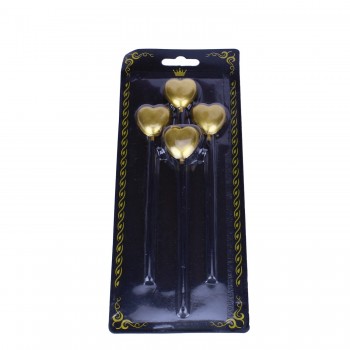 Doğum Günü Mumu Çubuklu Kalp Modeli 4 lü Set Altın Doğum Günü Mumu Çubuklu Kalp Modeli 4 lü Set Altın