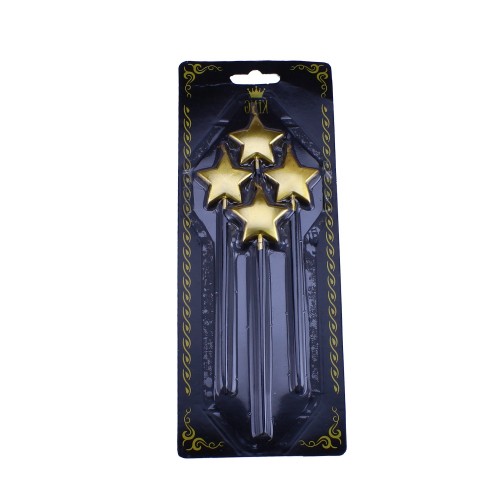 Doğum Günü Mumu Çubuklu Yıldız Modeli 4 lü Set  Altın