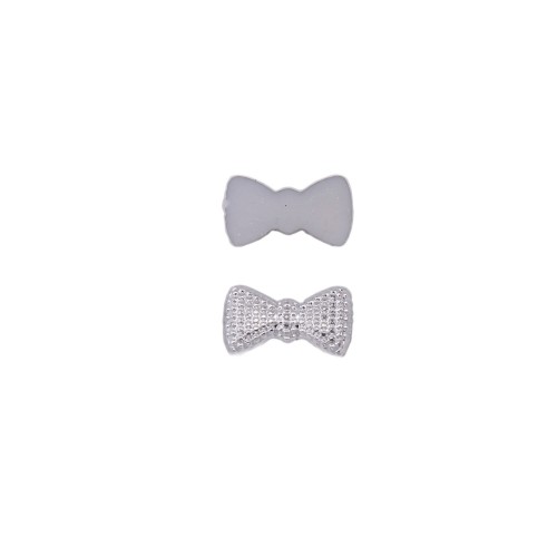 Polyester Fiyonk Hazır Papyon 1 CM X 2 CM - 100 Adet  Gümüş