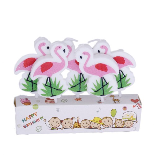 Flamingo Temalı  Kürdanlı Mum  5 li Set