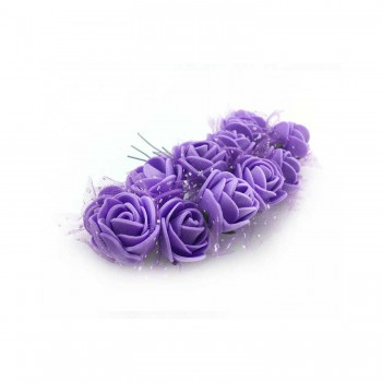 Lateks Gül Küçük Organzeli Ve Parlak - 144 Adet  Lila