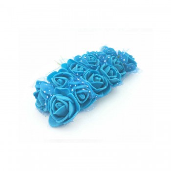 Lateks Gül Küçük Organzeli Ve Parlak - 144 Adet  Mavi