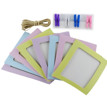 Hanging Paper Photo Frame Karton İpli Mandallı Resimlik 8 Li Karışık Renk Hanging Paper Photo Frame Karton İpli Mandallı Resimlik 8 Li Karışık Renk