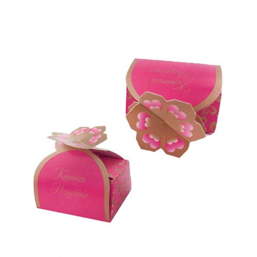 Hazır Kına Kutulu Kınamıza Hoşgeldiniz Yaldızlı - 50 Adet  Pembe