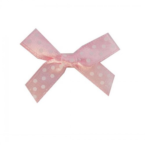 Fiyonk Hazır Satenden Puantiyeli Pembe1 Cm - 100 Adet