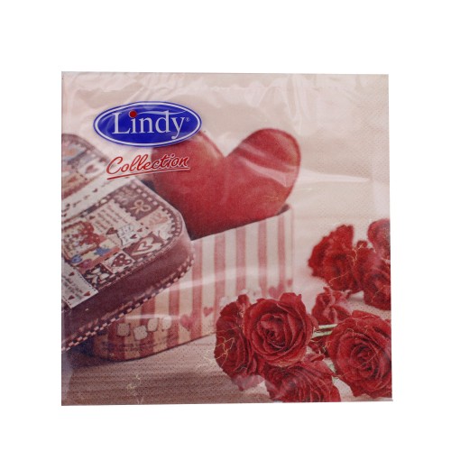 Kalp Desenli  Kağıt Peçete 33 CM X 33 CM  - 20 Adet