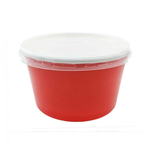 Karton Çorba Kasesi Kapaklı 11 Cm X 7 Cm - 25 Adet  Kırmızı