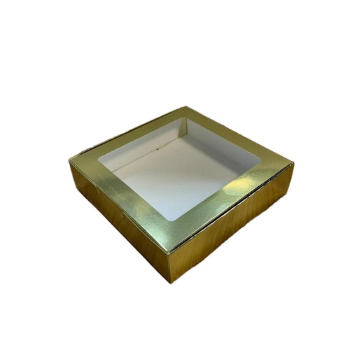 Karton Kutu Pencereli  Havlu Kutusu 25X25X5 - 10 Adet  Gold