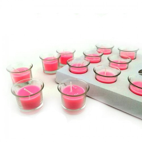 Cam Kavanoz Mum - 12 Adet  Pembe