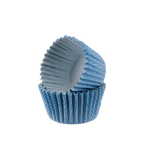 Kek Kalıbı Pet Kapsül 52X45 Mm Kağıt Cupcake Kağıdı - 100 Adet  Mavi Küçük Puanlı