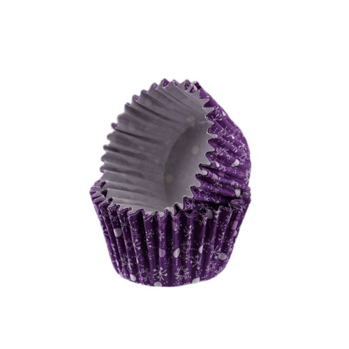 Kek Kalıbı Pet Kapsül 52X45 Mm Kağıt Cupcake Kağıdı - 100 Adet  Kar Desenli Mor
