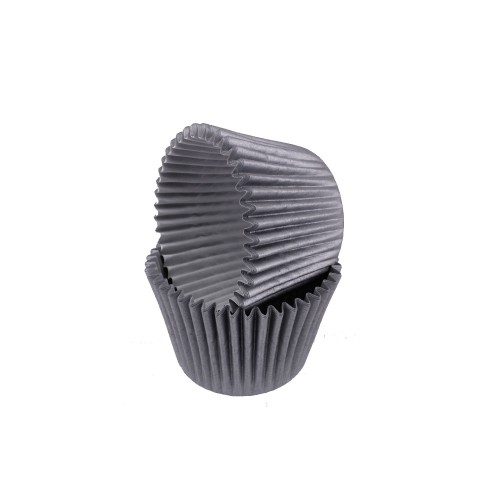 Kek Kalıbı Pet Kapsül 52X45 MM Kağıt Cupcake Kalıbı - 100 Adet  Gri