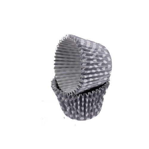 Kek Kalıbı Pet Kapsül 52X45 MM Kağıt Cupcake Kağıdı - 100 Adet  Puantiyeli Gümüş