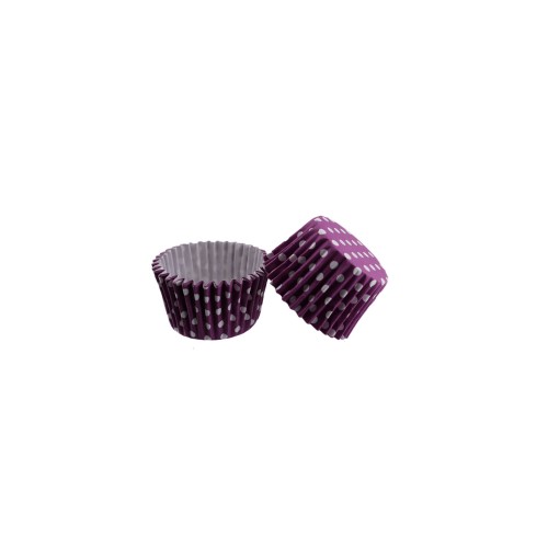Kek Kalıbı Pet Kapsül 52X45 MM Kağıt Cupcake Kağıdı - 100 Adet  Puantiyeli Mor