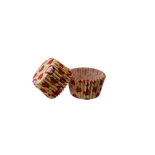 Kek Kalıbı Pet Kapsül 52X45 MM Kağıt Cupcake Kağıdı - 100 Adet  Sarıya Kırmızı Kalpli Yazılı