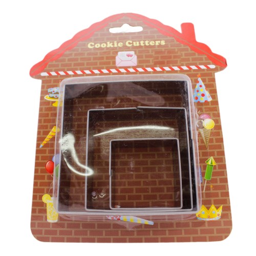 Kek Kurabiye Ve Pasta Kalıbı Metal Kare 3 Lü Set 021