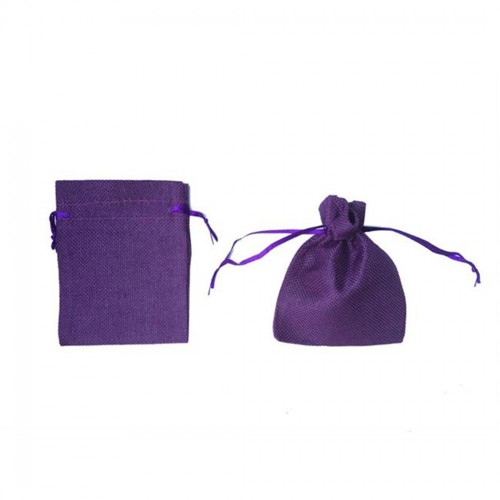 Kına Çerez Kesesi Çuval Naturel Büyük 12X17 Cm - 20 Adet  Mor