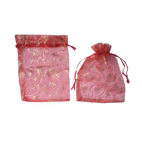 Kına Çerez Kesesi Lale Desenli 17X23 Cm - 50 Adet  Kırmızı