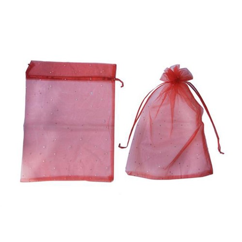 Kına Çerez Kesesi Taşlı Büyük Boy 28X40 Cm - 20 Adet  Kırmızı