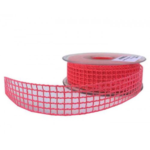Kurdele Kanaviçe File Modeli 2 CM - 20 Metre  Kırmızı