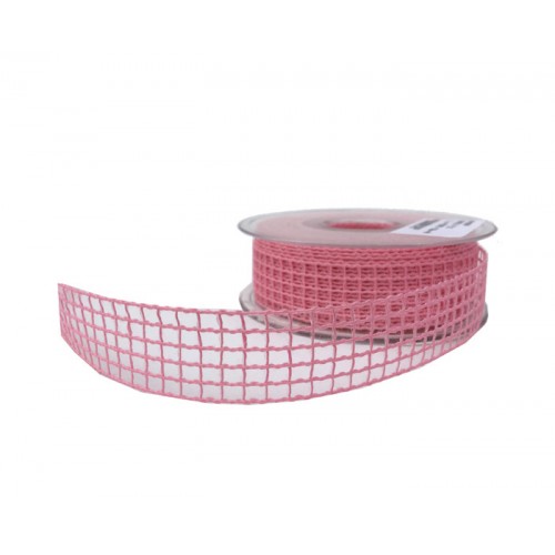 Kurdele Kanaviçe File Modeli 2 CM - 20 Metre  Pembe