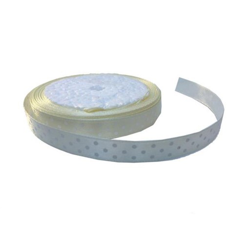 Saten Kurdele Puantiyeli  Benekli Kurdele 1 CM - 10 Metre  Krem
