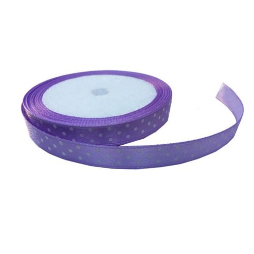 Saten Kurdele Puantiyeli  Benekli Kurdele 1 CM - 10 Metre  Lila