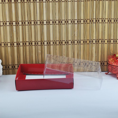 Asetat Kapaklı Karton Kutu 15X15X3 - 50 Adet  Kırmızı
