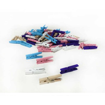 Mandal Ahşap Minik - 100 Adet Karışık Renk Mandal Ahşap Minik - 100 Adet Karışık Renk