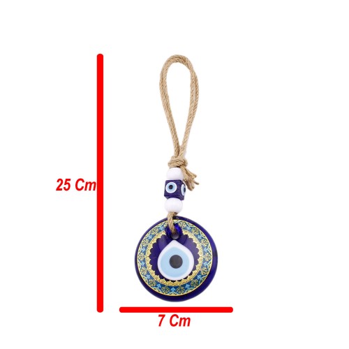 Cam Nazar Boncuğu Karışık Motifli Jüt İpli Model 7 CM Cam Nazar Boncuğu Karışık Motifli Jüt İpli Model 7 CM
